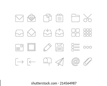 Editing and mailing icons set in line style