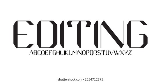 Editing, Modern Tech  Futuristic and sans serif Font. Regular Italic Uppercase Lowercase Typography urban style alphabet fonts for fashion, sport, technology, digital, movie, vector illustration
