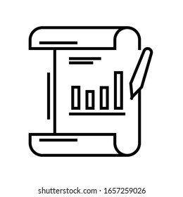 Edición de icono de línea de informe, signo de concepto, ilustración de vector de esquema, símbolo lineal.