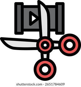 Editing Scissors Line Filled Icon Design