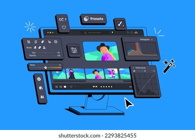 Edición de software para importar, guardar, ver, organizar, etiquetar, editar y compartir grandes cantidades de imágenes digitales. Presintoniza para muchas fotos. Aplicación para fotógrafos. Procesamiento de la foto mostrada en