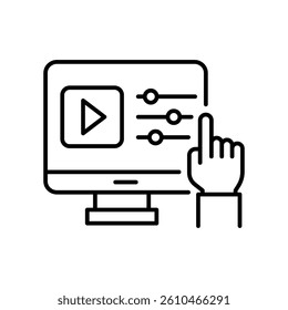 Editing video  vector outline icon. EPS 10 file