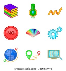 Edition icons set. Cartoon set of 9 edition vector icons for web isolated on white background