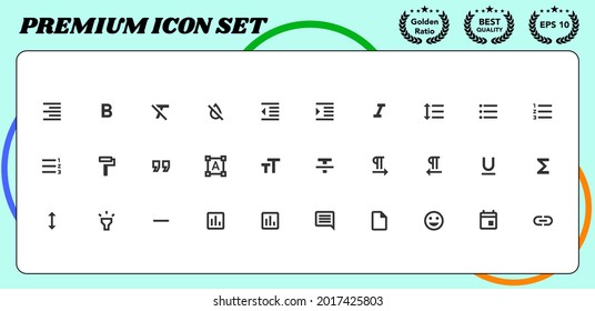 EDITOR 2 Premium Vector icon set for website and mobile device interface