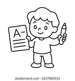 Editor Cartoon Character Thin Line Outline Vector Illustration