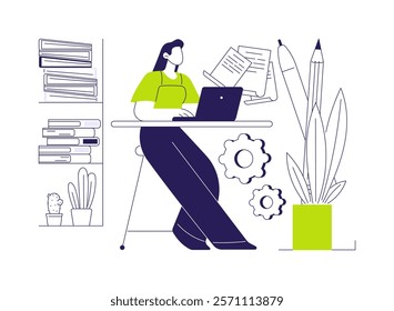 Editor in chief abstract concept vector illustration. Remote editor providing publishing service, self-employed creative people, professional journalist, remote job abstract metaphor.