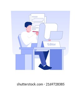 Editor in chief isolated concept vector illustration. Remote editor providing publishing service, self-employed creative people, professional journalist, remote job vector concept.