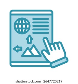 Editor dual tone blue color mini illustration icon, use for journalist, broadcasting, news and media UI, UX kit, app and web development, digital or print.