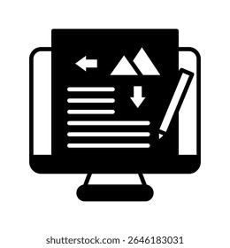 Editor dual tone mini illustration glyph icon, use for journalist, broadcasting, news and media UI, UX kit, app and web development, digital or print.