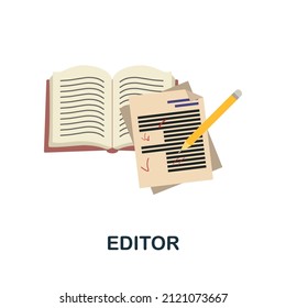 Editor flat icon. Colored element sign from books collection. Flat Editor icon sign for web design, infographics and more.