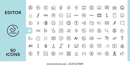 Editor icon set in thin line style, clock, Timer, minimal symbols for web and mobile phone - editable stroke pixel perfect vector illustration.