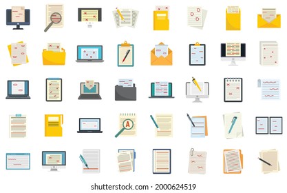 Editor icons set. Flat set of editor vector icons isolated on white background