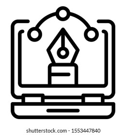 Editor laptop icon. Outline editor laptop vector icon for web design isolated on white background