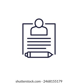 editor line icon with a person and pen