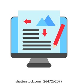 Editor mini ilustração ícone de cor plana, uso para jornalista, radiodifusão, notícias e mídia UI, UX kit, aplicativo e desenvolvimento web, digital ou impressão.