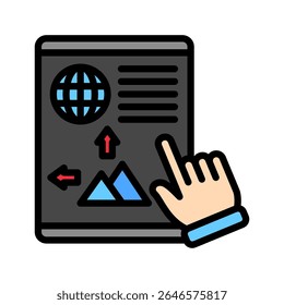 Editor mini illustration outline color icon, use for journalist, broadcasting, news and media UI, UX kit, app and web development, digital or print.