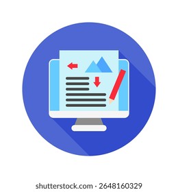 Editor mini illustration rounded flat color icon, use for journalist, broadcasting, news and media UI, UX kit, app and web development, digital or print.