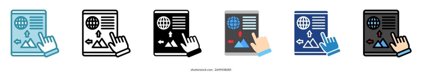 Editor multi style, mini illustration icon set. outline, flat, glyph, line color. vector for UI, UX, app, web, digital or print. Related to journalist, broadcasting, news and media 