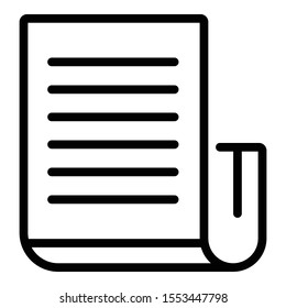 Editor paper icon. Outline editor paper vector icon for web design isolated on white background