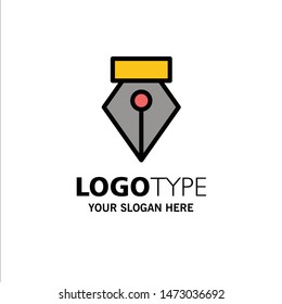 Editor, Pen, Photo Business Logo Template. Flat Color