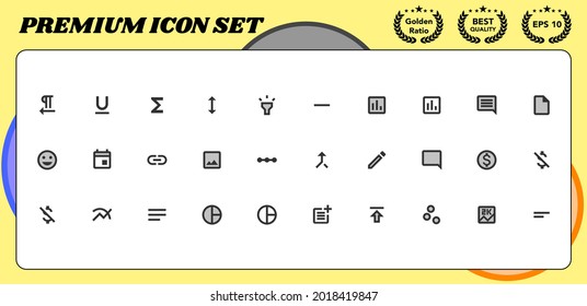 Editor Premium Vector icon set for website and mobile device interface