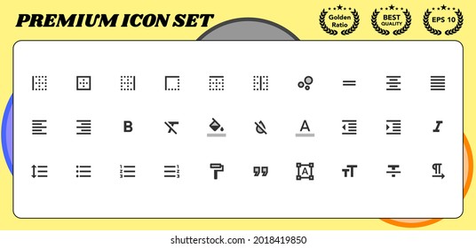 Editor Premium Vector icon set for website and mobile device interface