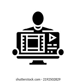 editor video production film glyph icon vector. editor video production film sign. isolated symbol illustration