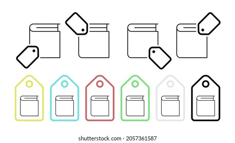 Editorial, book cover vector icon in tag set illustration for ui and ux, website or mobile application