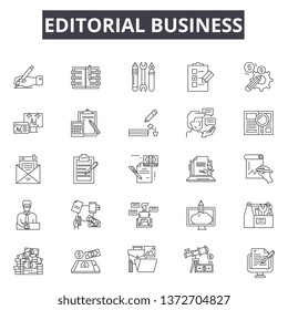 Editorial business line icons, signs, vector set, outline illustration concept 