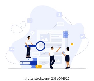 Editorial commission concept illustration. Suitable for landing page, ui, web, App intro card, editorial, flyer, and banner.