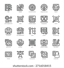 Design Editorial Icon pack para o seu site, celular, apresentação e design de logotipo. Design Editorial Design de contorno de ícone. Ilustração de gráficos vetoriais e traçado editável.