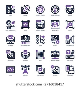 Design Editorial Icon pack para o seu site, celular, apresentação e design de logotipo. Design Editorial Icon design de tom duplo. Ilustração de gráficos vetoriais e traçado editável.
