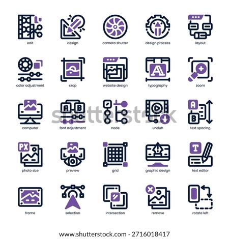 Editorial Design Icon pack for your website, mobile, presentation, and logo design. Editorial Design Icon dual tone design. Vector graphics illustration and editable stroke.