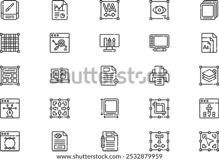 Editorial design icons collection is a vector illustration with editable stroke.