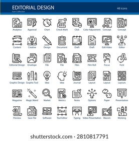 Editorial Design Layout Publishing Print Icon Set