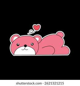 editorial design and vector illustration about cartoon in cartoon with the name bear falls in love ready to print for stickers
