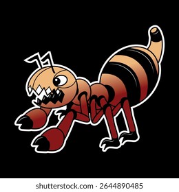 editorial design and vector illustration about cartoon or anime with the name Ant Monster ready to print for stickers