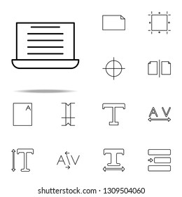 editorial, laptop icon. editorial design icons universal set for web and mobile