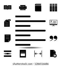 editorial, left, text icon. Simple glyph, flat vector of Text editor set icons for UI and UX, website or mobile application