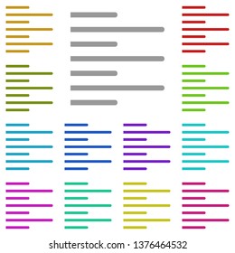 editorial, left, text multi color icon. Simple thin line, outline vector of Text editor icons for UI and UX, website or mobile application