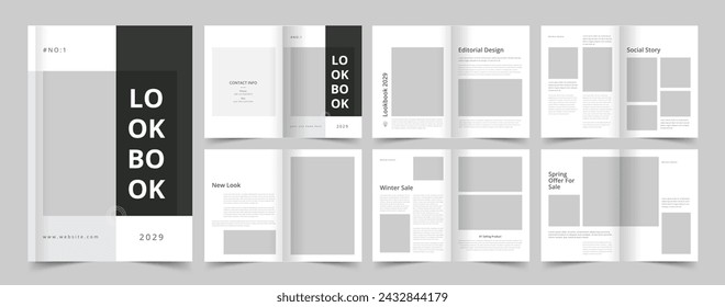 Editorial Look book Layout, Look book Template, Magazine Layout