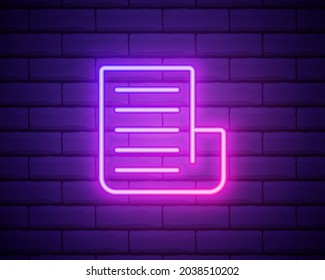 editorial, newspaper neon icon. Elements of editorial design set. Simple icon for websites, web design, mobile app, info graphics isolated on brick wall