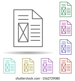 Editorial, page multi color icon. Simple thin line, outline vector of editorial design icons for ui and ux, website or mobile application