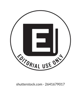 Editorial use only symbol black white circle letter e