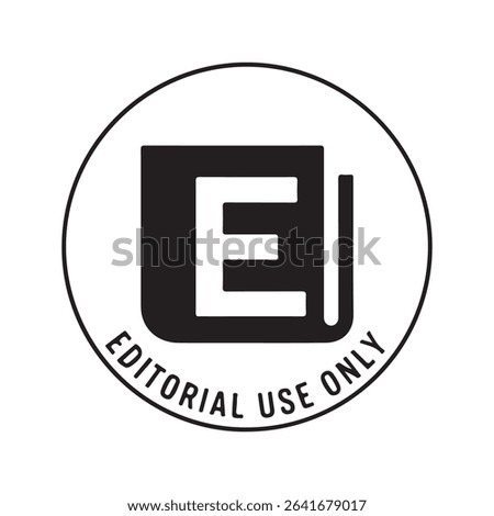 Editorial use only symbol black white circle letter e