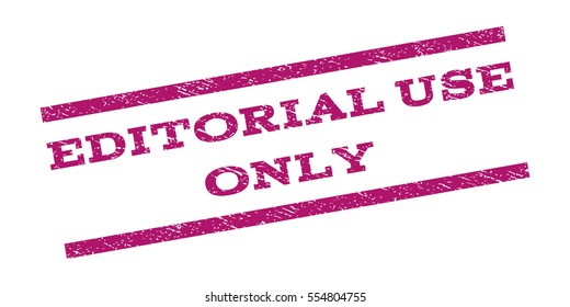 Editorial Use Only watermark stamp. Text caption between parallel lines with grunge design style. Rubber seal stamp with unclean texture. Vector purple color ink imprint on a white background.