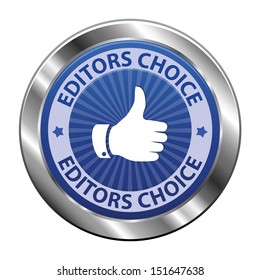 Editors choice blue metal label - icon or symbol isolated on white background. Vector illustration