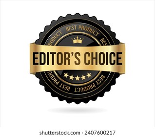 Editors choice golden badge on white background 
