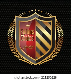 Editor's choice golden shield with laurel wreath