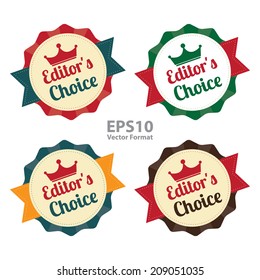 Editor's Choice on Vintage Badge, Icon , Sticker Isolated on White, Vector Format